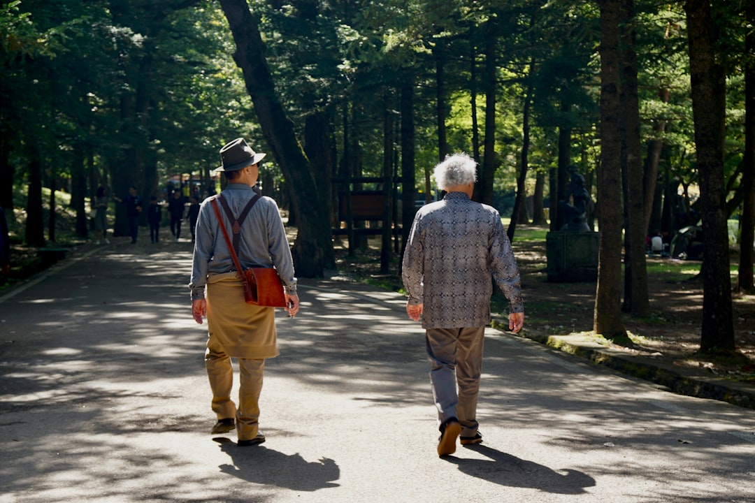 elderly korean couple morning walk health lifestyle