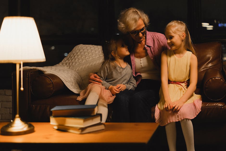 family supporting elderly parent warm home conversation care